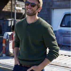 Outerknown Shelter Waffle Henley Sweater in Olive